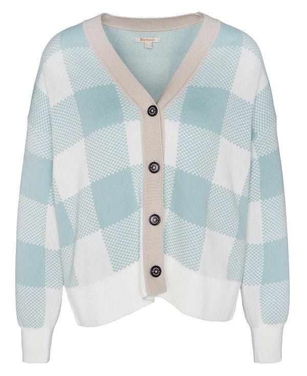 Barbour Elodie Gingham Cardigan Blå | BABO89775