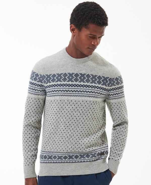 Barbour Essential Fairisle Sweatshirt Grå | BABO88540