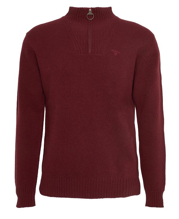 Barbour Essential Half-zip Jumper Bordeaux | BABO88650