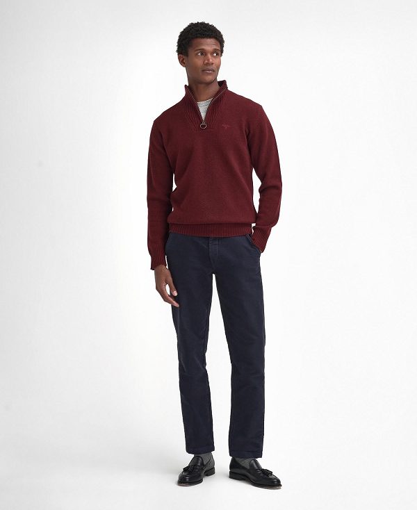 Barbour Essential Half-zip Jumper Bordeaux | BABO88650