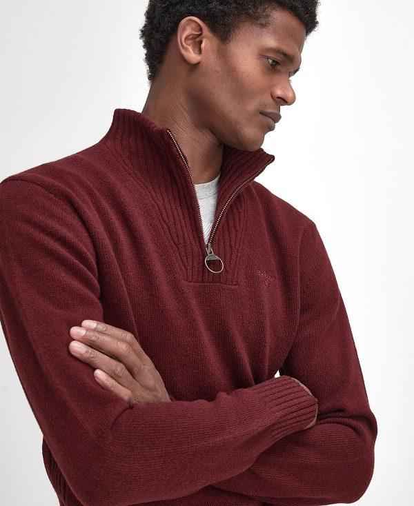 Barbour Essential Half-zip Jumper Bordeaux | BABO88650