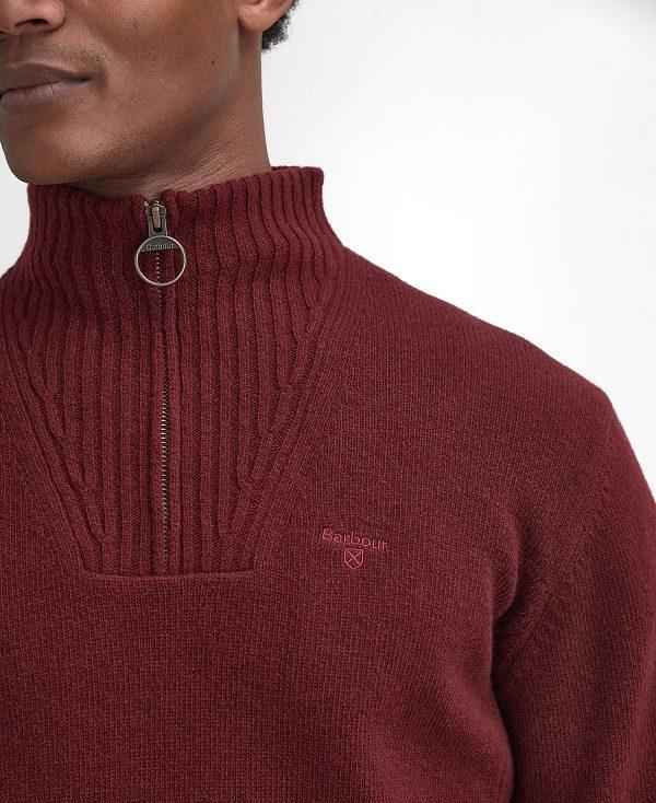 Barbour Essential Half-zip Jumper Bordeaux | BABO88650