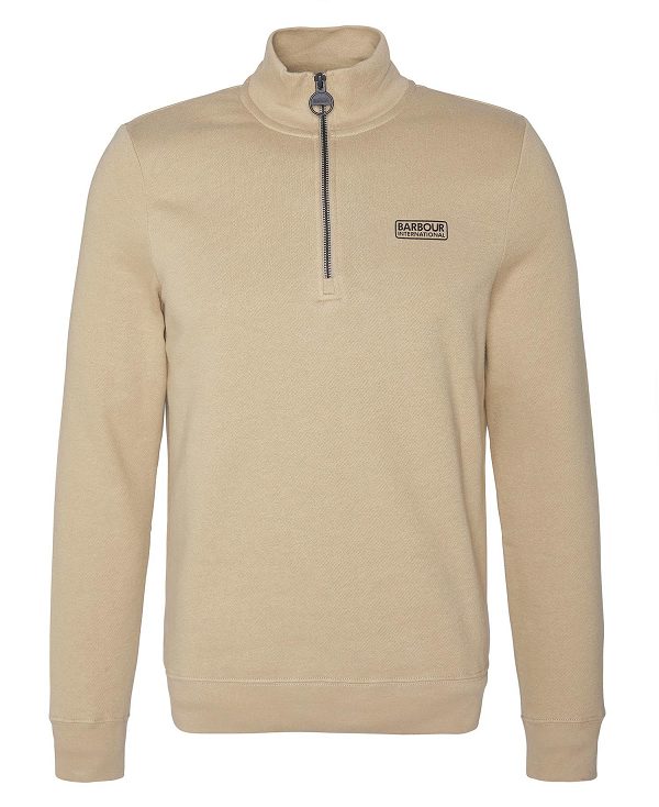 Barbour Essential Half-zip Sweatshirt Beige | BABO88456