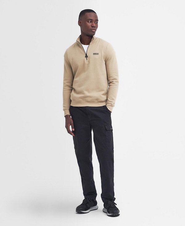 Barbour Essential Half-zip Sweatshirt Beige | BABO88456