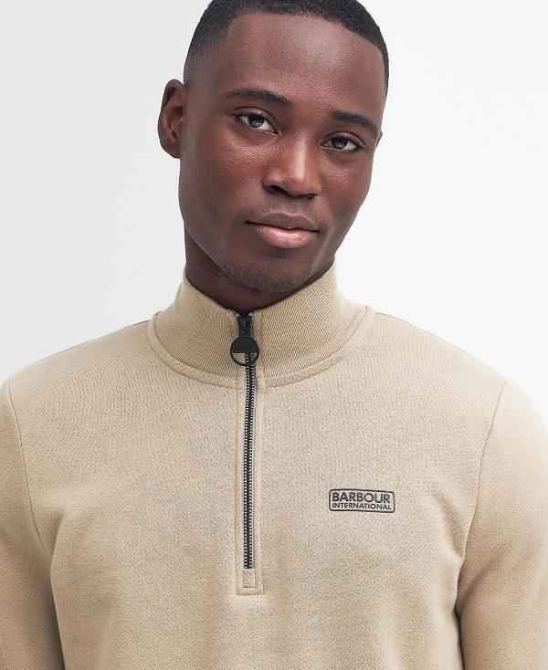 Barbour Essential Half-zip Sweatshirt Beige | BABO88456