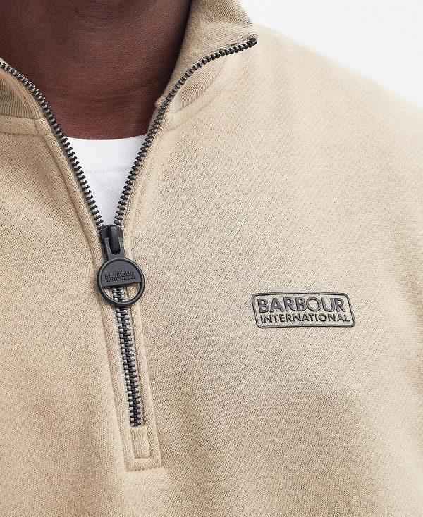 Barbour Essential Half-zip Sweatshirt Beige | BABO88456