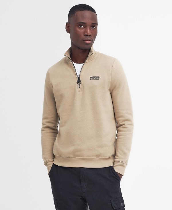 Barbour Essential Half-zip Sweatshirt Beige | BABO88456