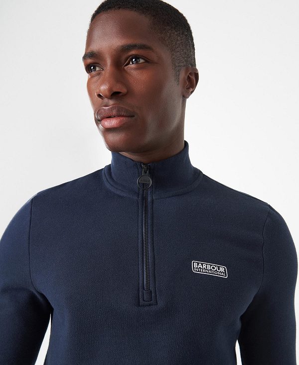 Barbour Essential Half-zip Sweatshirt Mørkeblå | BABO88429