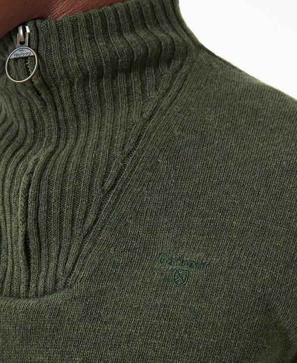 Barbour Essential L/Wool Half Zip Jumper Olivengrøn | BABO88510