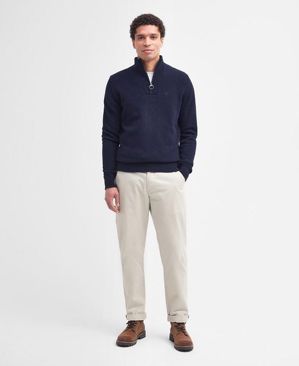 Barbour Essential L/Wool Half Zip Jumper Mørkeblå | BABO88518