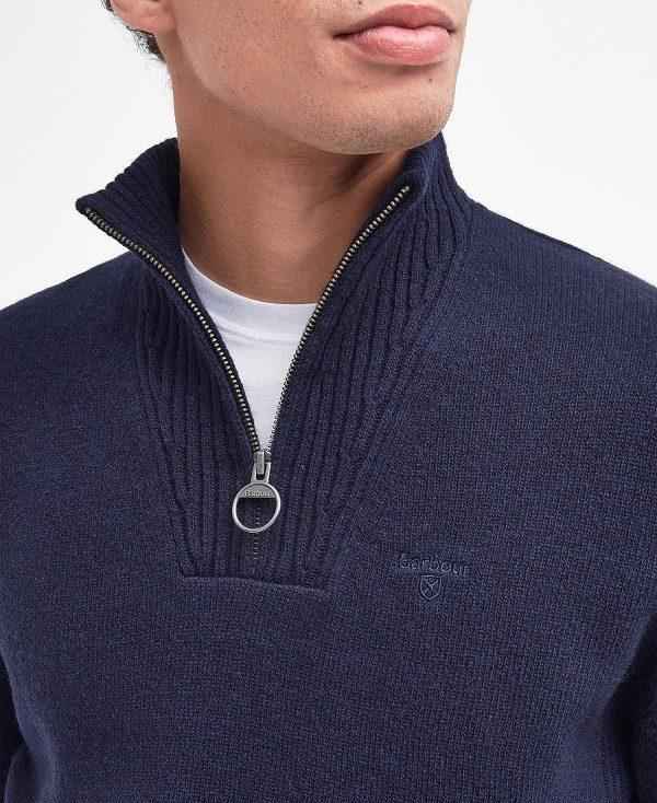 Barbour Essential L/Wool Half Zip Jumper Mørkeblå | BABO88518