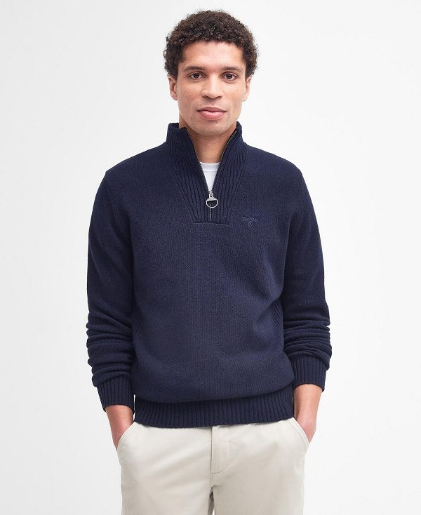 Barbour Essential L/Wool Half Zip Jumper Mørkeblå | BABO88518