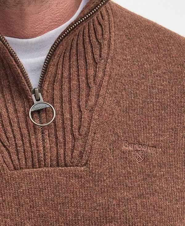 Barbour Essential L/Wool Half Zip Jumper Brune | BABO88551