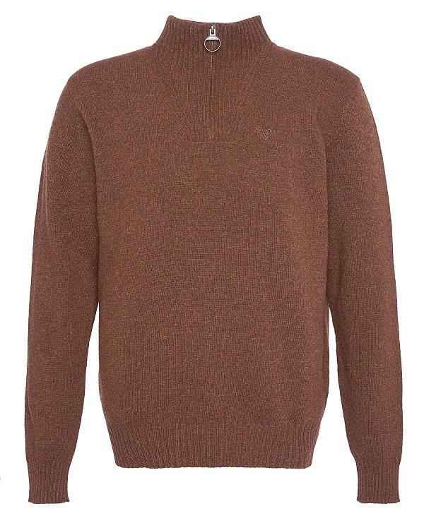 Barbour Essential L/Wool Half Zip Jumper Brune | BABO88551