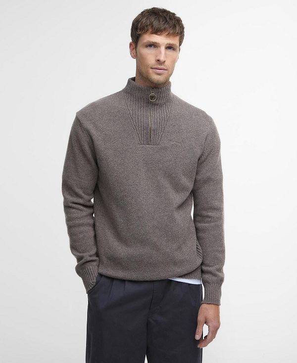 Barbour Essential L/Wool Half Zip Jumper Grå | BABO88573