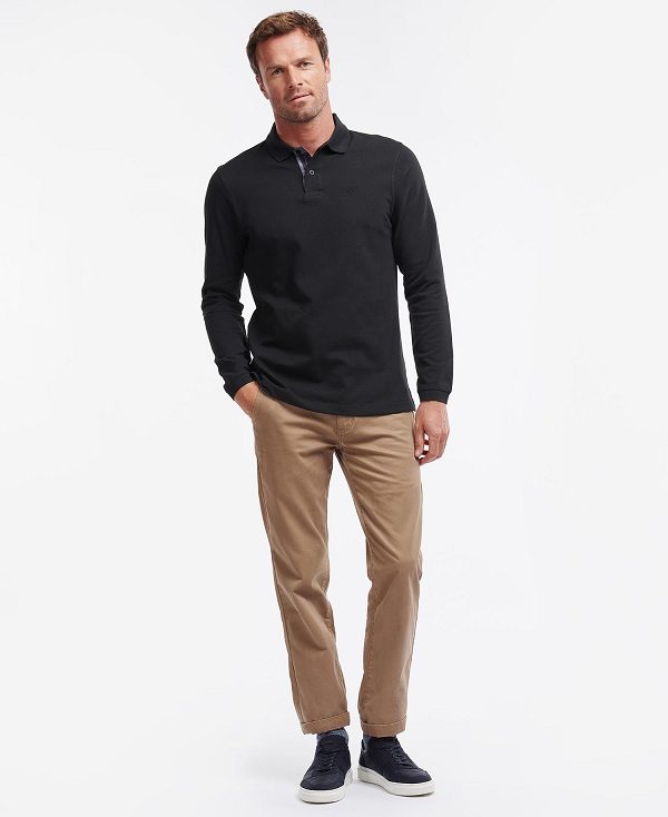 Barbour Essential Long-sleeve Polo Shirt Sort | BABO88217