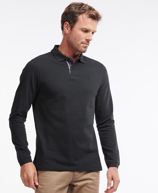 Barbour Essential Long-sleeve Polo Shirt Sort | BABO88217