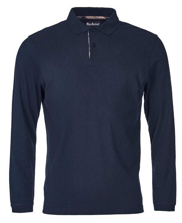 Barbour Essential Long-sleeve Polo Shirt Mørkeblå | BABO88227