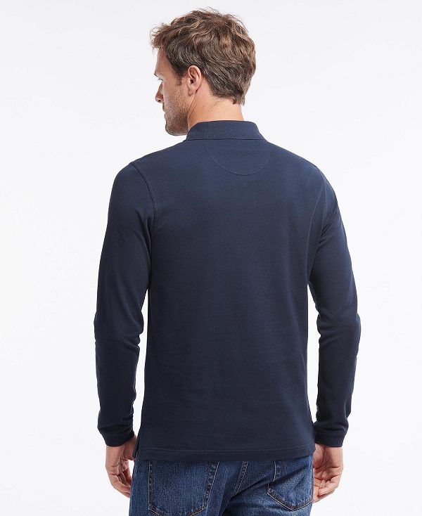 Barbour Essential Long-sleeve Polo Shirt Mørkeblå | BABO88227