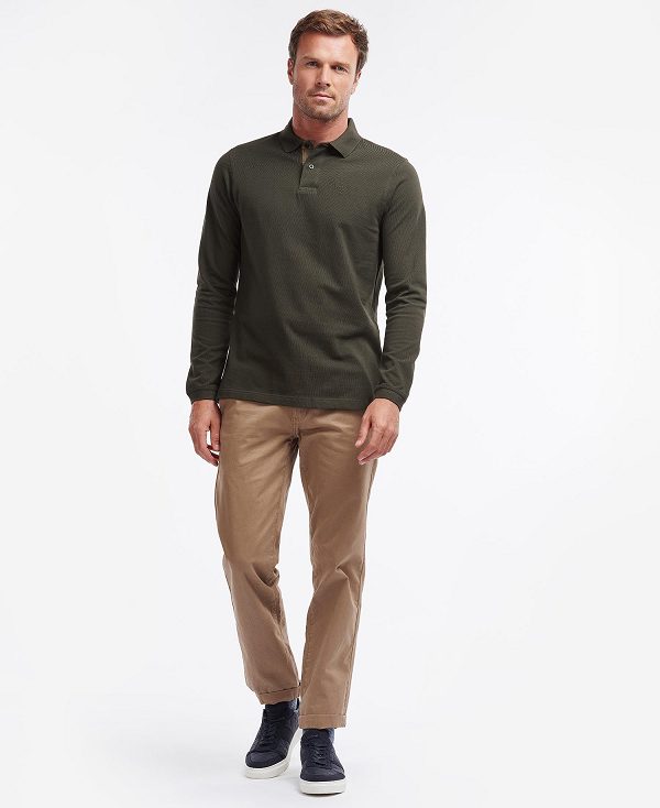 Barbour Essential Long-sleeve Polo Shirt Mørkeolivengrøn | BABO88231