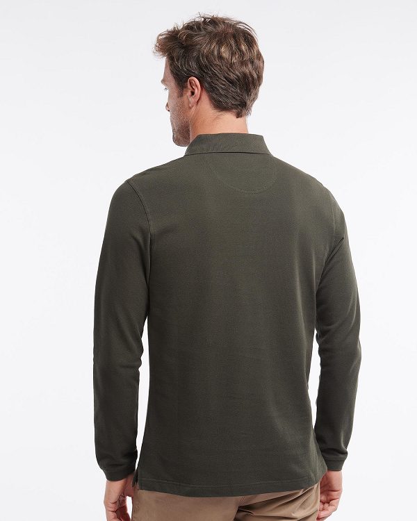 Barbour Essential Long-sleeve Polo Shirt Mørkeolivengrøn | BABO88231