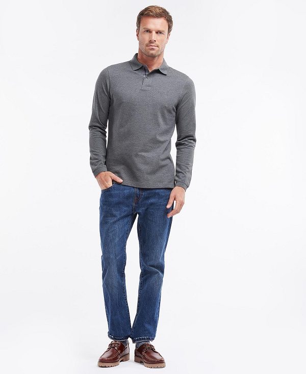 Barbour Essential Long-sleeve Polo Shirt Grå | BABO88233