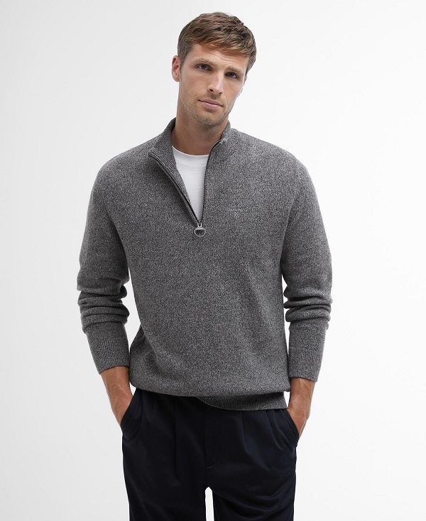 Barbour Essential Tisbury Half Zip Sweatshirt Grå | BABO88512