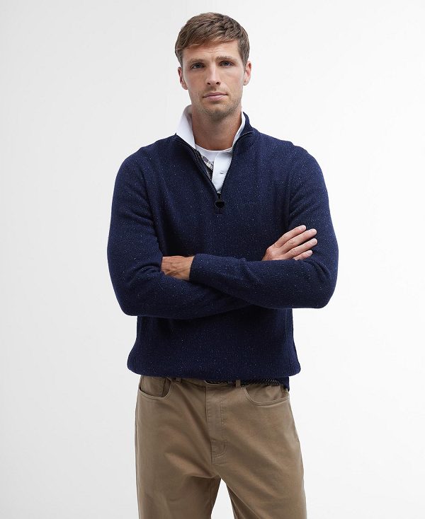 Barbour Essential Tisbury Half Zip Sweatshirt Mørkeblå | BABO88586