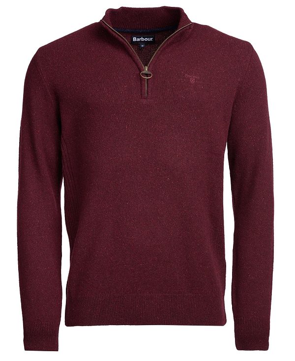 Barbour Essential Tisbury Half Zip Sweatshirt Bordeaux | BABO88588