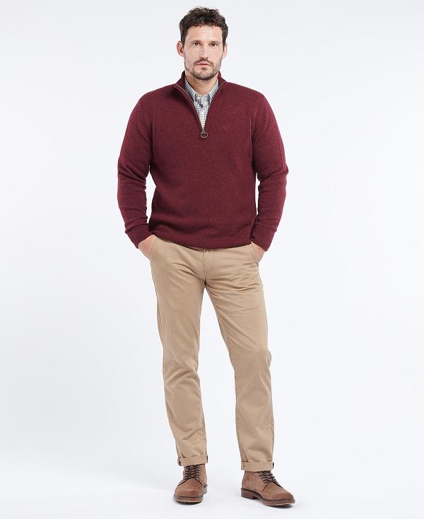 Barbour Essential Tisbury Half Zip Sweatshirt Bordeaux | BABO88588