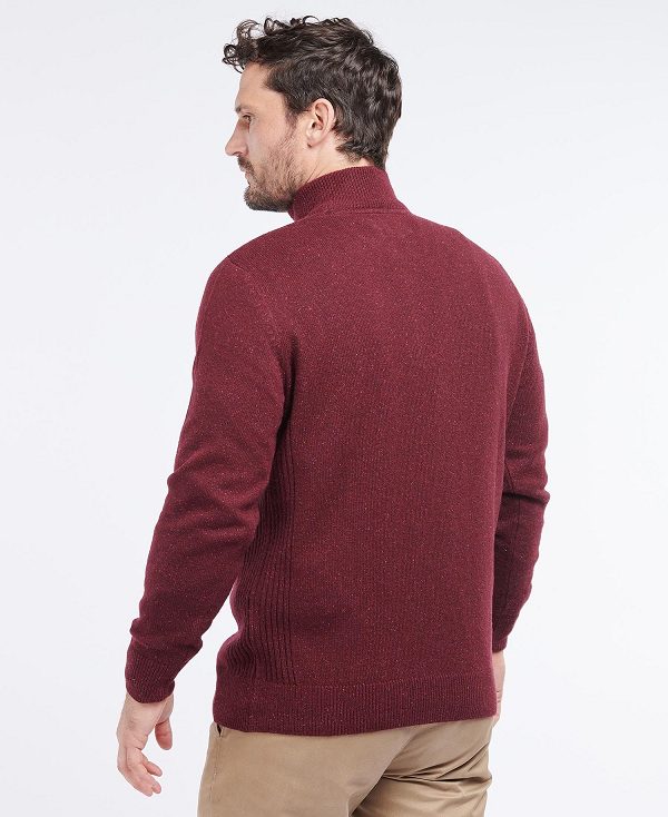 Barbour Essential Tisbury Half Zip Sweatshirt Bordeaux | BABO88588