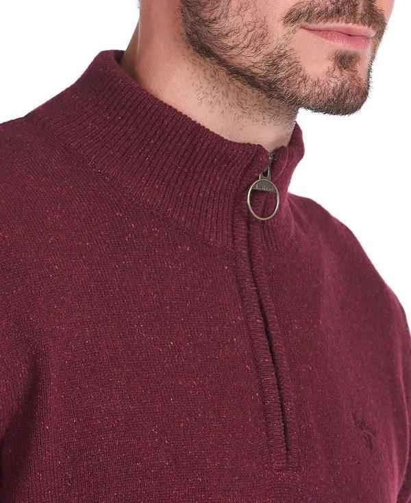 Barbour Essential Tisbury Half Zip Sweatshirt Bordeaux | BABO88588