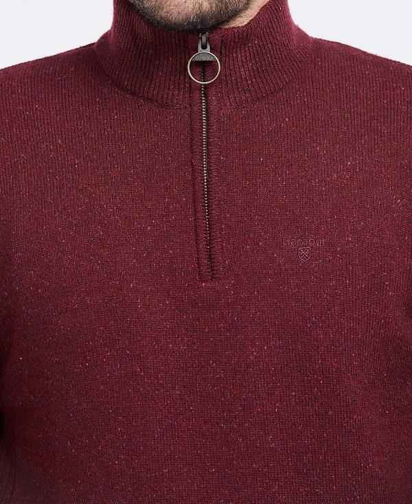 Barbour Essential Tisbury Half Zip Sweatshirt Bordeaux | BABO88588