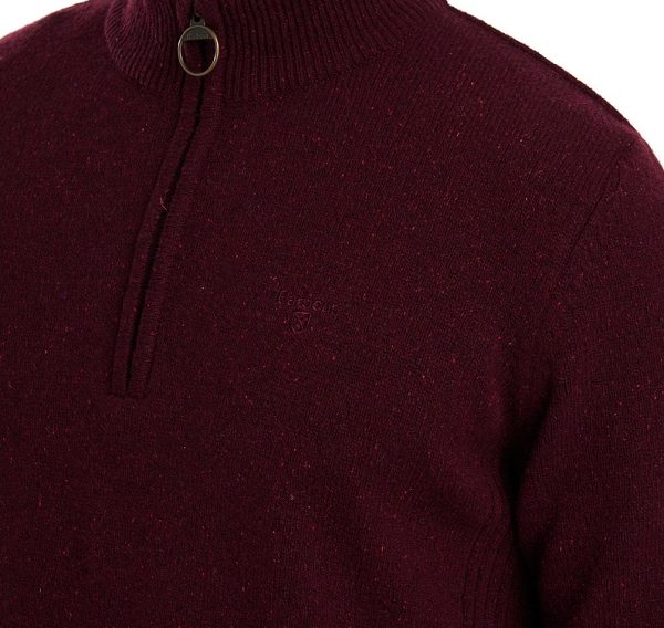 Barbour Essential Tisbury Half Zip Sweatshirt Bordeaux | BABO88588