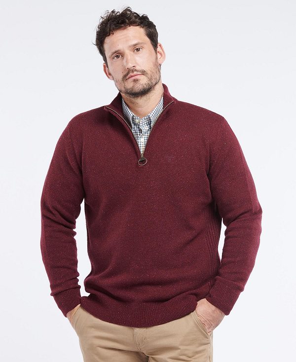 Barbour Essential Tisbury Half Zip Sweatshirt Bordeaux | BABO88588