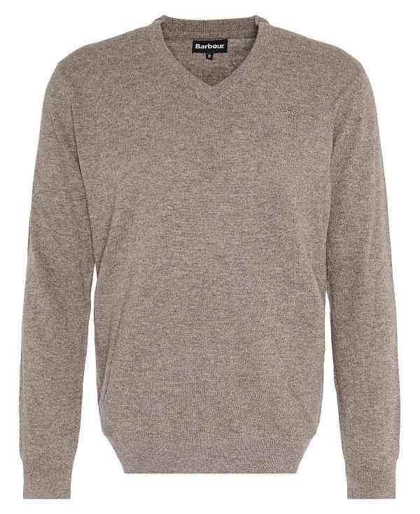 Barbour Essential V-neck Jumpers Beige | BABO88655