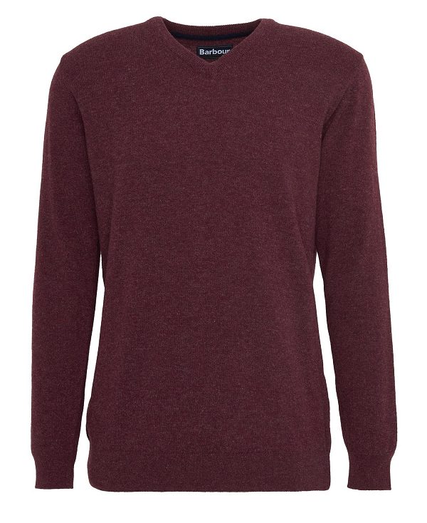 Barbour Essential V-neck Sweatshirt Bordeaux | BABO88517