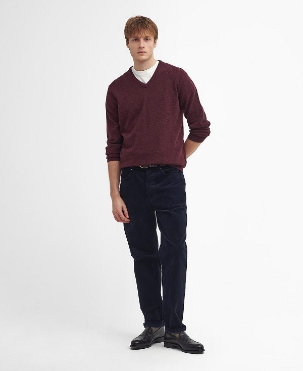 Barbour Essential V-neck Sweatshirt Bordeaux | BABO88517