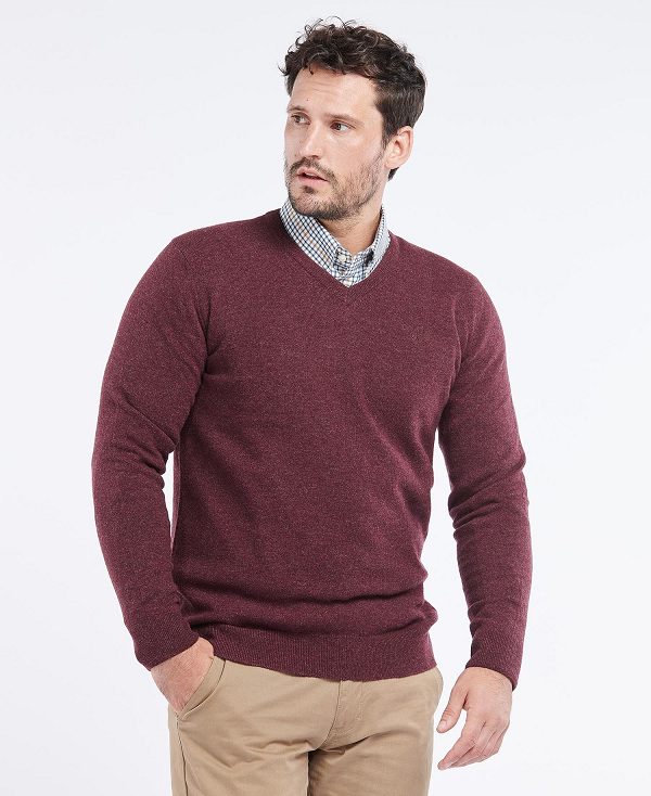 Barbour Essential V-neck Sweatshirt Bordeaux | BABO88517