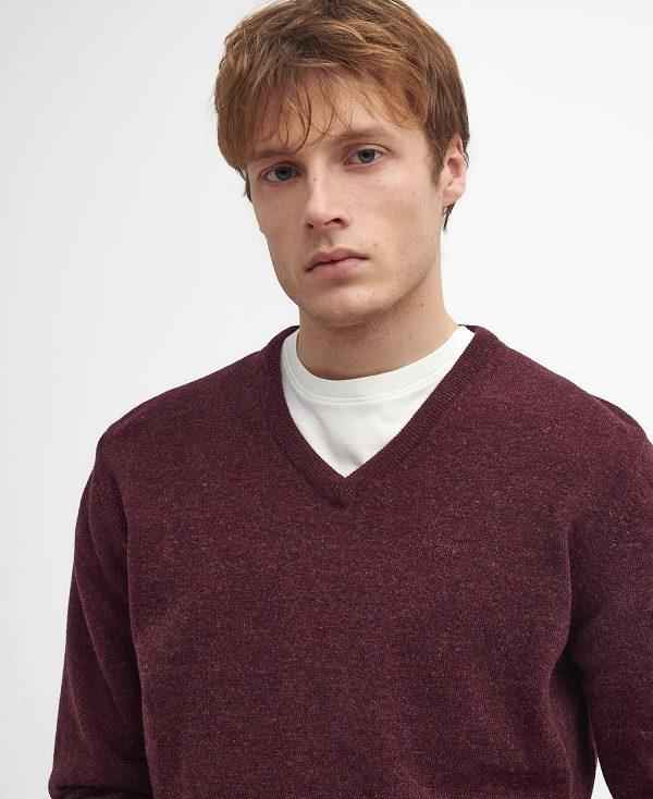 Barbour Essential V-neck Sweatshirt Bordeaux | BABO88517