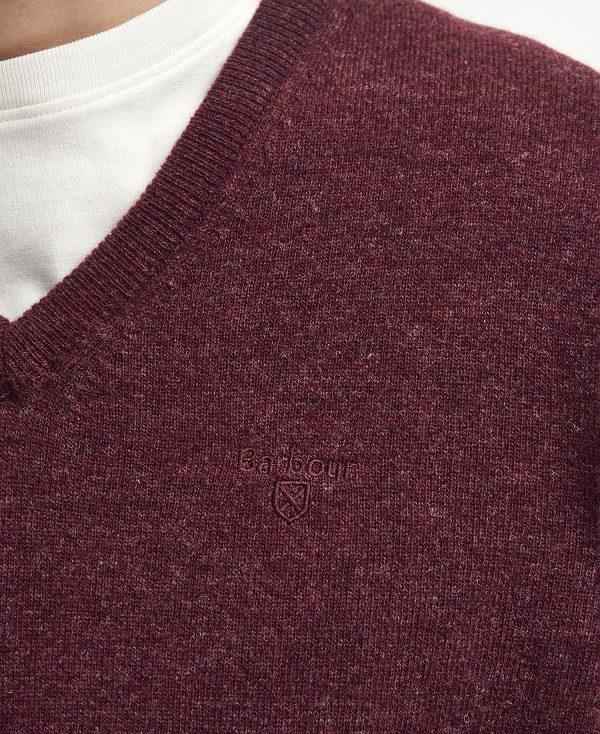 Barbour Essential V-neck Sweatshirt Bordeaux | BABO88517