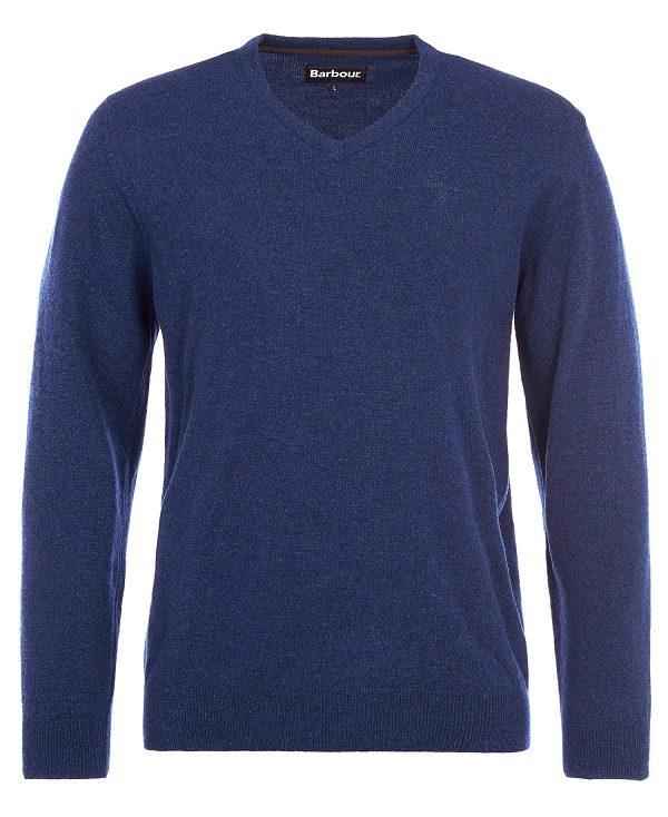 Barbour Essential V-neck Sweatshirt Dyb Blå | BABO88522