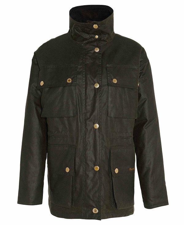 Barbour Eva Waxed Jacket Olivengrøn Brune | BABO89210