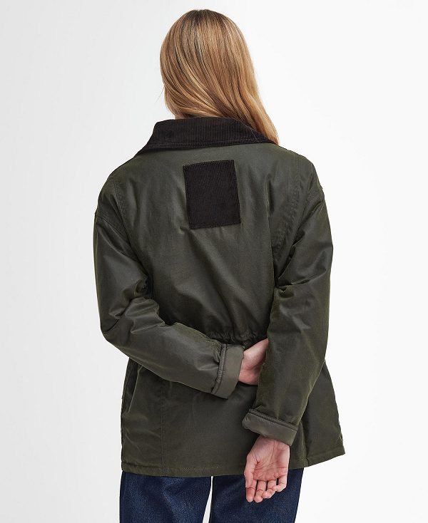 Barbour Eva Waxed Jacket Olivengrøn Brune | BABO89210