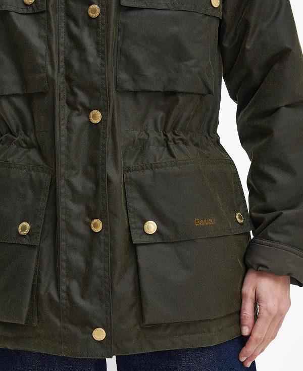 Barbour Eva Waxed Jacket Olivengrøn Brune | BABO89210