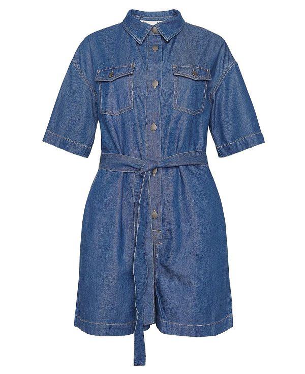 Barbour Evelyn Denim Playsuit Blå | BABO89626