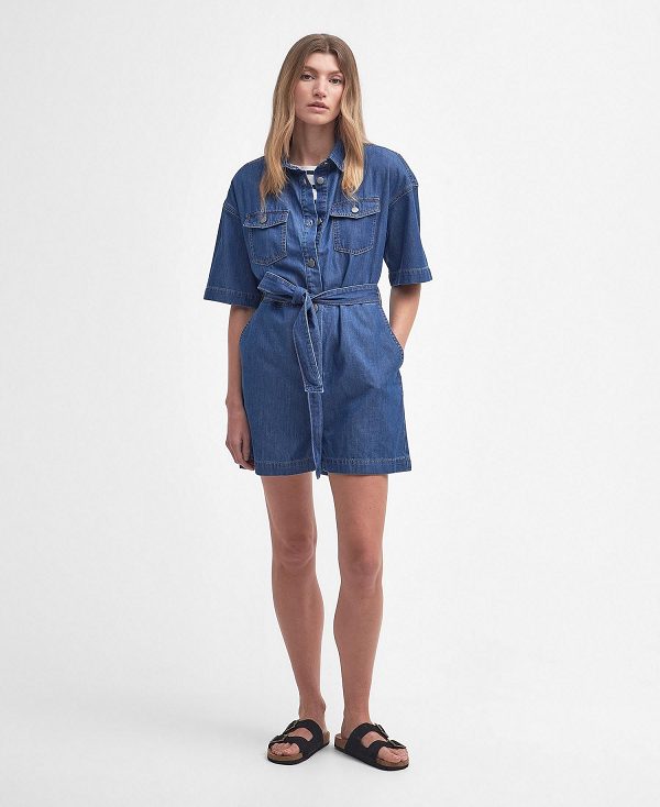 Barbour Evelyn Denim Playsuit Blå | BABO89626