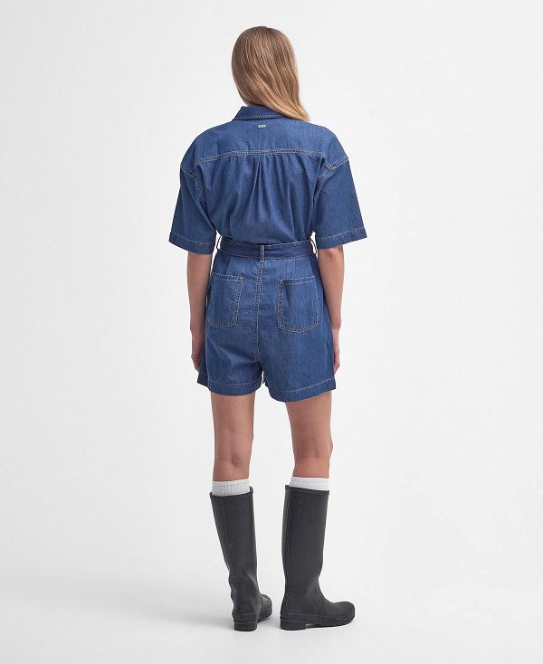 Barbour Evelyn Denim Playsuit Blå | BABO89626