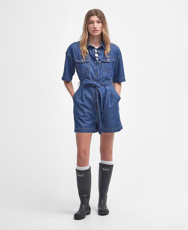 Barbour Evelyn Denim Playsuit Blå | BABO89626