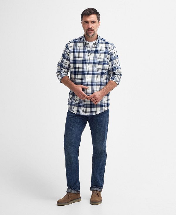 Barbour Falstone Tailored Long-sleeved Checked Shirt Blå | BABO87723